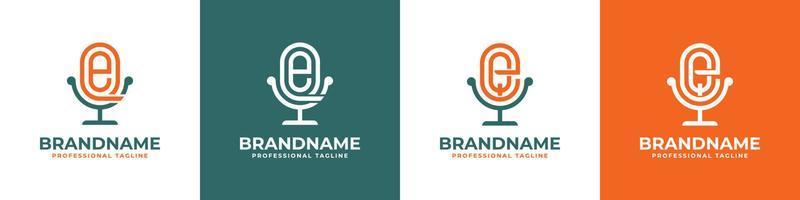 logotipo de podcast de letra eq ou qe, adequado para qualquer negócio relacionado a microfone com iniciais eq ou qe. vetor