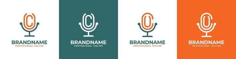 letra cu ou logotipo do podcast uc, adequado para qualquer negócio relacionado ao microfone com iniciais cu ou uc. vetor