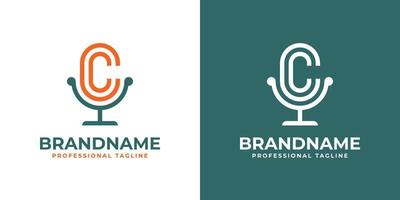 logotipo do podcast letra c ou cc, adequado para qualquer negócio relacionado a microfone com iniciais c ou cc. vetor