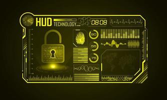 fundo de tela de tecnologia hud moderna com cadeado vetor