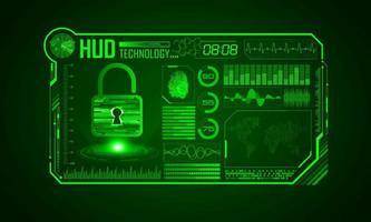 fundo de tela de tecnologia hud moderna com cadeado vetor