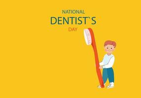 dia nacional do dentista horizontal banner.vector doodle ilustração dos desenhos animados. vetor