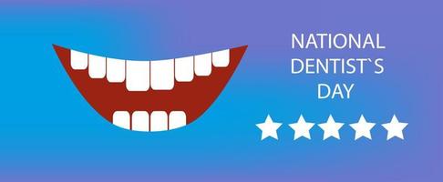 dia nacional do dentista horizontal banner.vector doodle ilustração dos desenhos animados. vetor