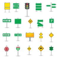 recolha de sinais de trânsito de advertência, obrigatoriedade, proibição e informação. coleção de sinais de trânsito europeus. ilustração vetorial. vetor