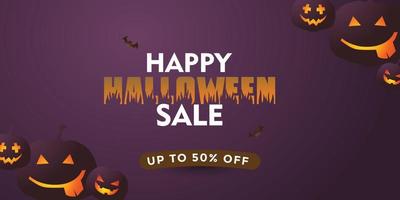 design de banner de venda de halloween vetor