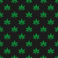 padrão perfeito com folhas de cannabis verde quadrilateral abstratas em uma ilustração de arte vetorial de fundo preto vetor