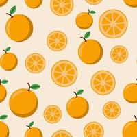 padrão perfeito com laranjas em uma ilustração de arte vetorial de fundo laranja claro. vetor