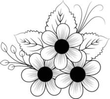 flor preta e branca vetor