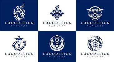 conjunto de design de símbolo de logotipo médico. coleção de design de logotipo de farmácia. vetor