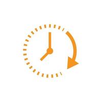 eps10 laranja vetor passagem do ícone abstrato do tempo ou logotipo isolado no fundo branco. símbolo de contorno de relógio ou relógio em um estilo moderno simples e moderno para o design do seu site e aplicativo móvel