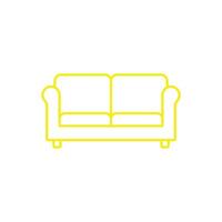 eps10 ícone abstrato do sofá da arte da linha do vetor amarelo ou logotipo isolado no fundo branco. símbolo de contorno de móveis de sala de estar em um estilo moderno simples e moderno para o design do seu site e aplicativo móvel