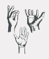 conjunto de ilustração vetorial de mãos de homens preto e branco vetor
