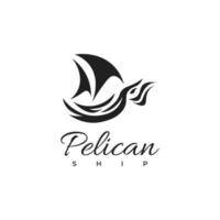 logotipo abstrato e elegante do navio na forma de um pelicano vetor