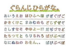 letras hiragana japonesas, textura grunge vetor