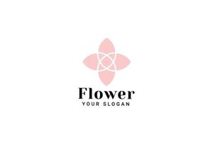 logotipo da flor de lótus resumo estilo linear da marca de cosméticos do salão de beleza do spa. looped folhas modelo de moda de luxo de design de logotipo. vetor