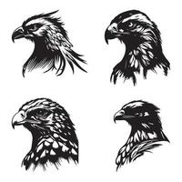 conjunto de logotipo de cabeça de águia, ilustração vetorial de rosto de águia. desenho de tatuagem de águia vetor