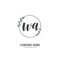 wa caligrafia inicial e design de logotipo de assinatura com círculo. logotipo manuscrito de design bonito para moda, equipe, casamento, logotipo de luxo. vetor