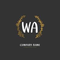 wa caligrafia inicial e design de logotipo de assinatura com círculo. logotipo manuscrito de design bonito para moda, equipe, casamento, logotipo de luxo. vetor