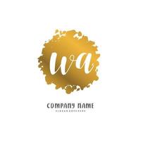 wa caligrafia inicial e design de logotipo de assinatura com círculo. logotipo manuscrito de design bonito para moda, equipe, casamento, logotipo de luxo. vetor