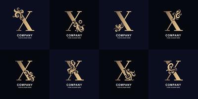 coleção letra x logotipo com design de ornamento de luxo vetor