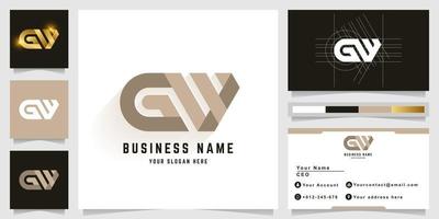 letra gw ou gm monograma logotipo com design de cartão de visita vetor