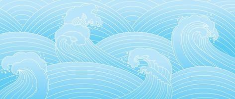 vetor de padrão de onda japonês tradicional. mão desenhada linha arte oriental oceano onda padrão abstrato estilo de fundo. ilustração de design de arte para impressões, tecido, pôster, decoração de casa e papel de parede.