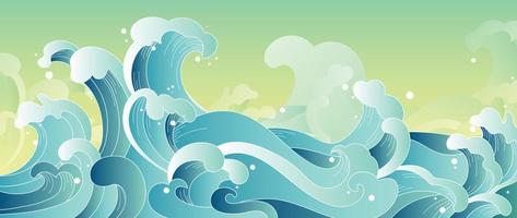 vetor de padrão de onda japonês tradicional. elegante mão desenhada oriental oceano onda padrão abstrato estilo de fundo. ilustração de design de arte para impressões, tecido, pôster, decoração de casa e papel de parede.