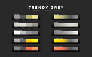 paletas de cores cinza, esquemas de cores, gradientes de cores. conjunto de elementos de cores de design web moderno para layout gráfico, modelo de site, design ui ux. vetor