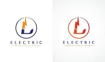 logotipo da letra l com design vetorial de raio e trovão. parafuso elétrico letra l logotipo ilustração em vetor. vetor