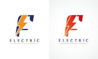 logotipo da letra f com design vetorial de raio e trovão. parafuso elétrico letra f logotipo ilustração em vetor. vetor