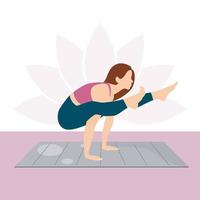 jovem mulher fazendo pose de ioga, yoga asana, praticando ioga, jovem mulher fazendo fitness, dançarinas, garotas magras, garota praticando esporte vetor