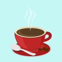 vetor de xícara de café e feijão vermelho quente
