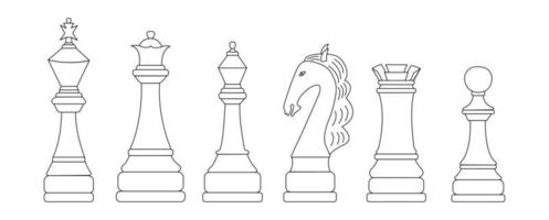 xadrez. vetor contorno isolado preto e branco