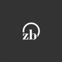 logotipo de monograma inicial zb com design de linha de círculo criativo vetor