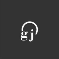 logotipo de monograma inicial gj com design de linha de círculo criativo vetor