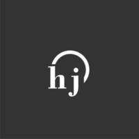 logotipo de monograma inicial hj com design de linha de círculo criativo vetor