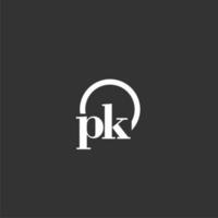 logotipo de monograma inicial pk com design de linha de círculo criativo vetor