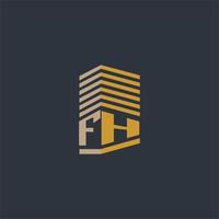 ideias de logotipo imobiliário com monograma inicial fh vetor