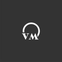 logotipo inicial do monograma vm com design de linha de círculo criativo vetor