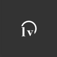 logotipo inicial do monograma lv com design de linha de círculo criativo vetor