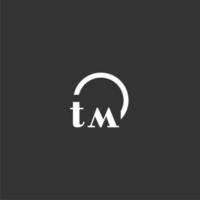 logotipo de monograma inicial tm com design de linha de círculo criativo vetor