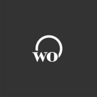 wo logotipo monograma inicial com design de linha de círculo criativo vetor