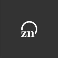 logotipo de monograma inicial zn com design de linha de círculo criativo vetor