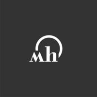 logotipo de monograma inicial mh com design de linha de círculo criativo vetor