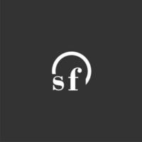 logotipo inicial do monograma sf com design de linha de círculo criativo vetor