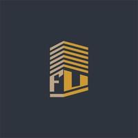 ideias de logotipo imobiliário com monograma inicial fu vetor