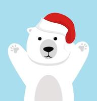 vetor de urso polar fofo com chapéu de Papai Noel