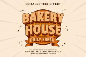 efeito de texto editável - logotipo da casa de padaria 3d modelo tradicional de desenho animado vetor premium