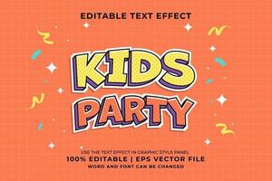 efeito de texto editável - vetor premium de estilo de modelo de desenho animado de festa infantil