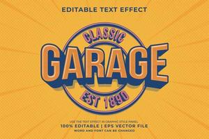 efeito de texto editável - vetor premium de estilo clássico de modelo retrô de garagem